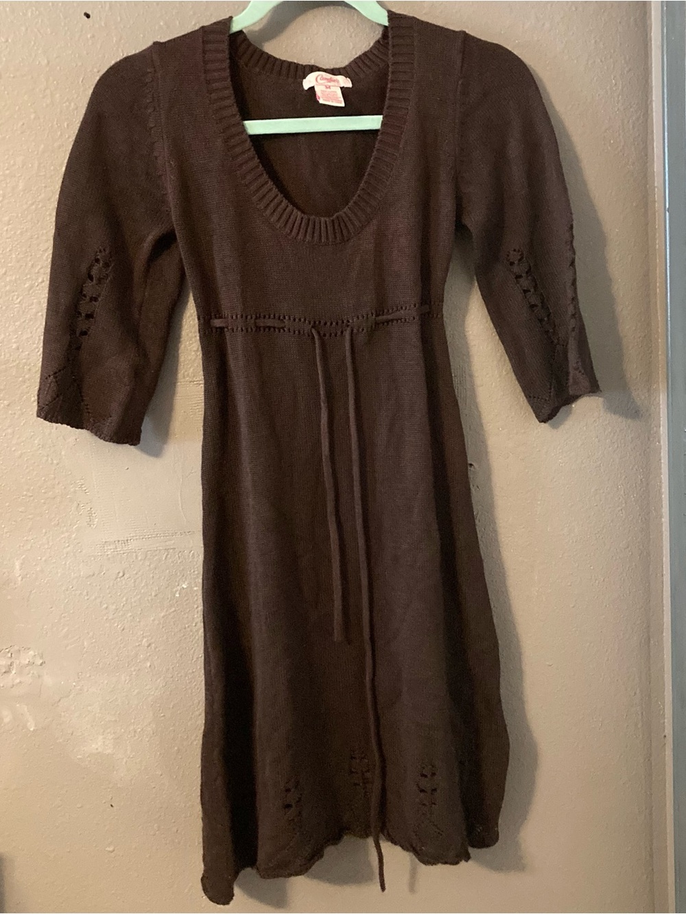 Candie's Chocolate Brown Knit Scoop-Neck Mini Dress